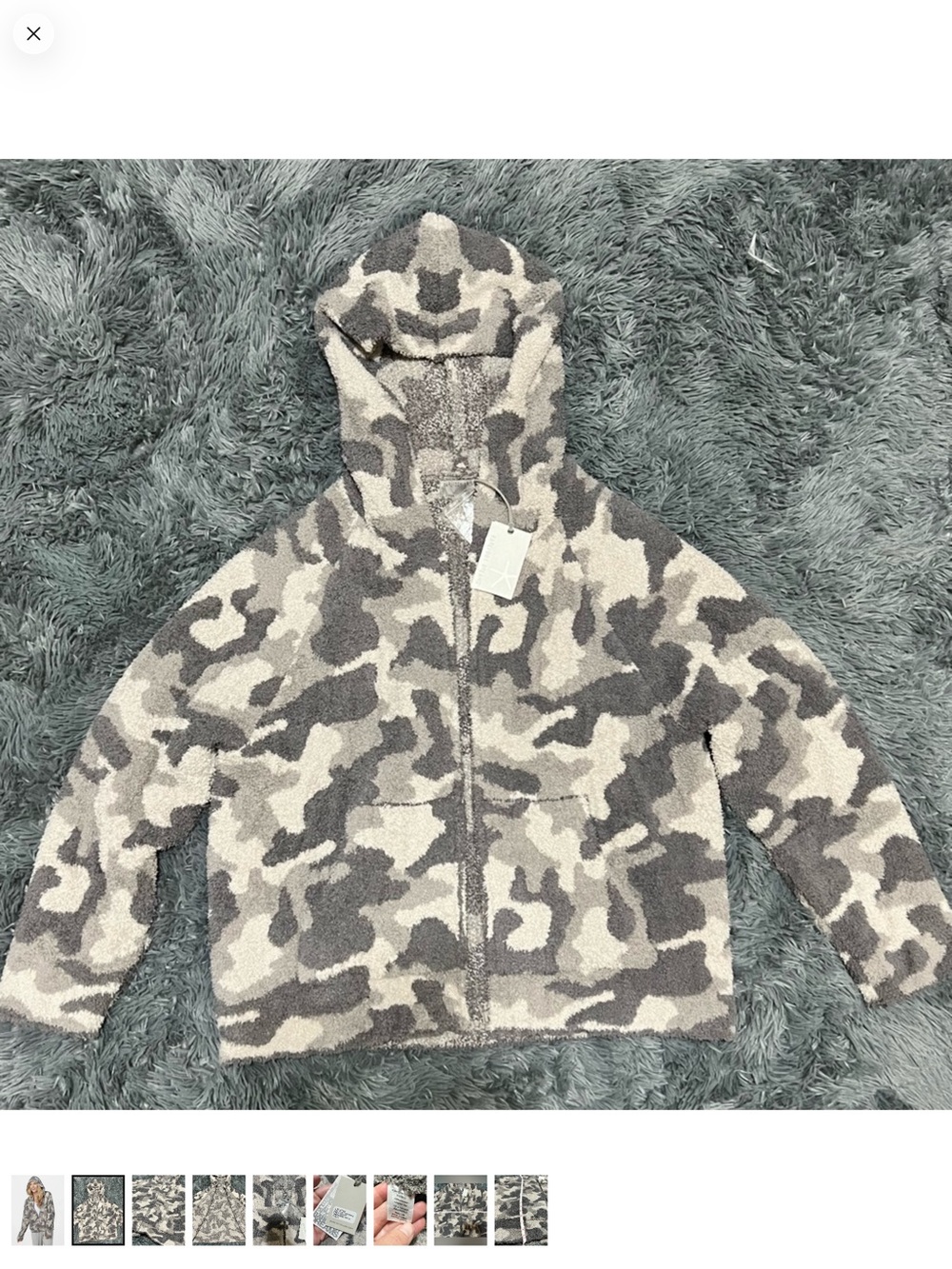 Barefoot Dreams Gray & Cream Camo Teddy Jacket with Hood
